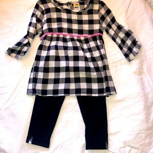 Black white checked outfit